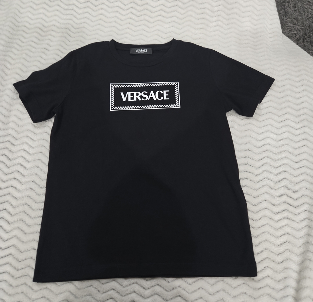 Versace Black Tee with White Logo Box